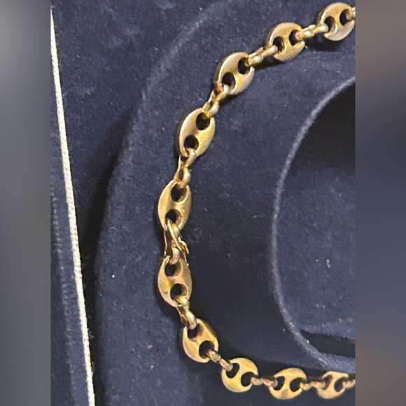 24K HGE Vintage Gold Chain Bracelet Oval Link with Charm - Picture 6 of 10